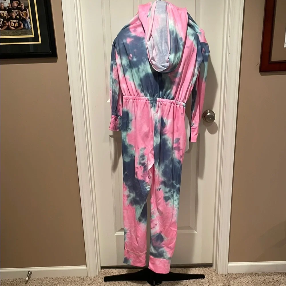 Justice Pink and Blue Tie-Dye Hooded Onesie Size 16/18